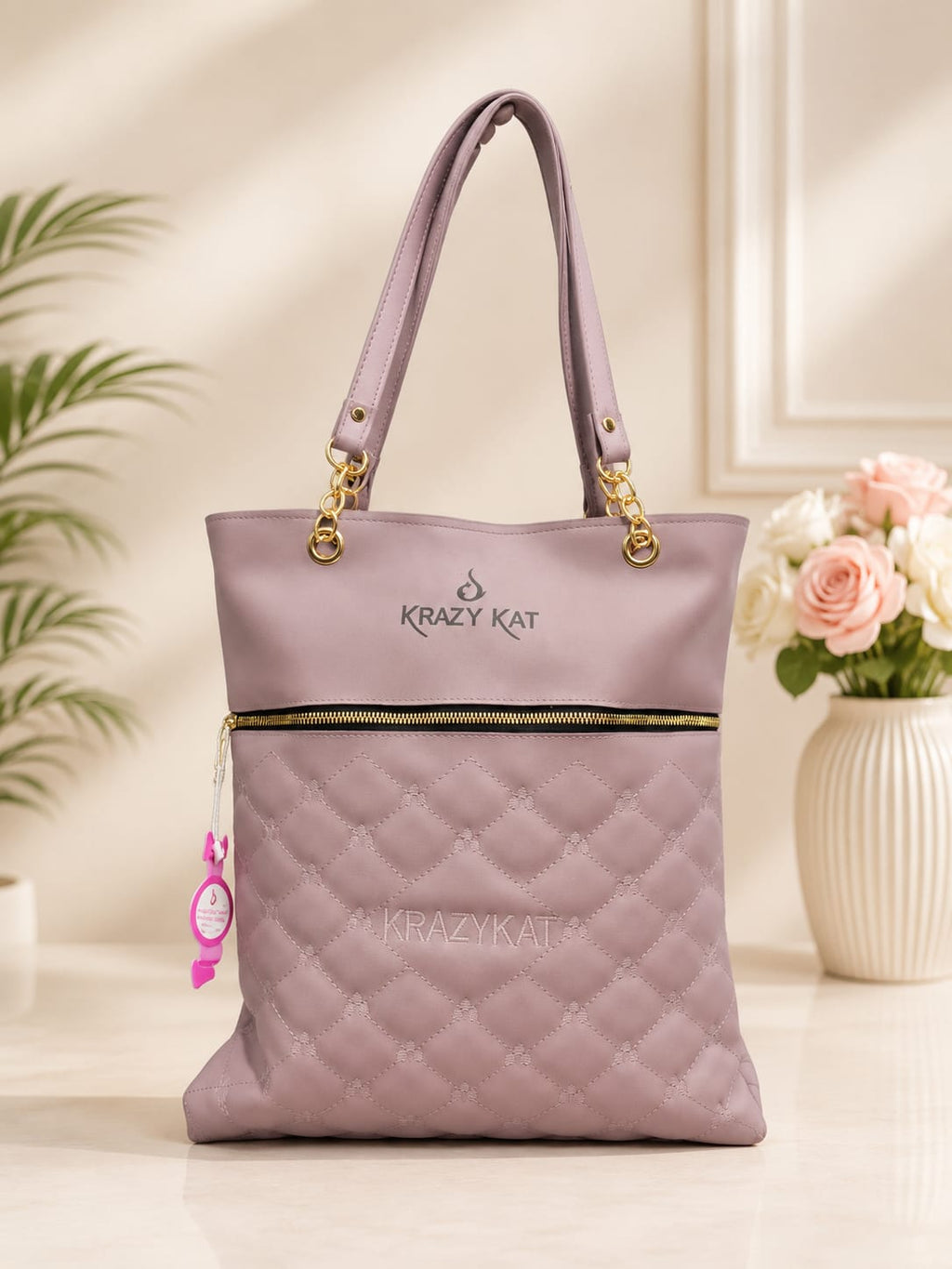 Krazy Kat Quilted Tote Bag – Lilac