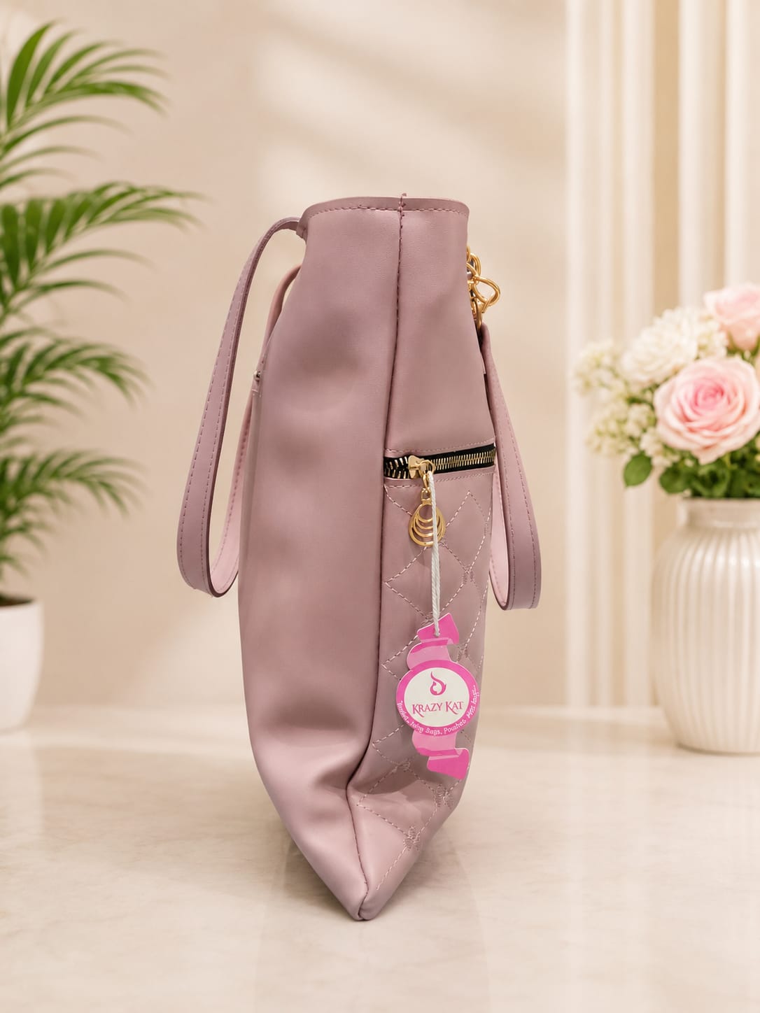Krazy Kat Quilted Tote Bag – Lilac