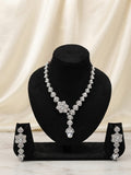 Silver CZ Floral Necklace & Earrings Set