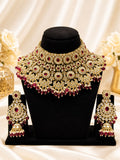 Ruby Floral Kundan Bridal Choker Set with Jhumka Earrings