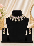 Lavender Polki Choker Necklace Set with Earrings
