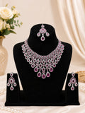 Purple Amethyst CZ Bridal Necklace Set with Earrings & Maang Tikka
