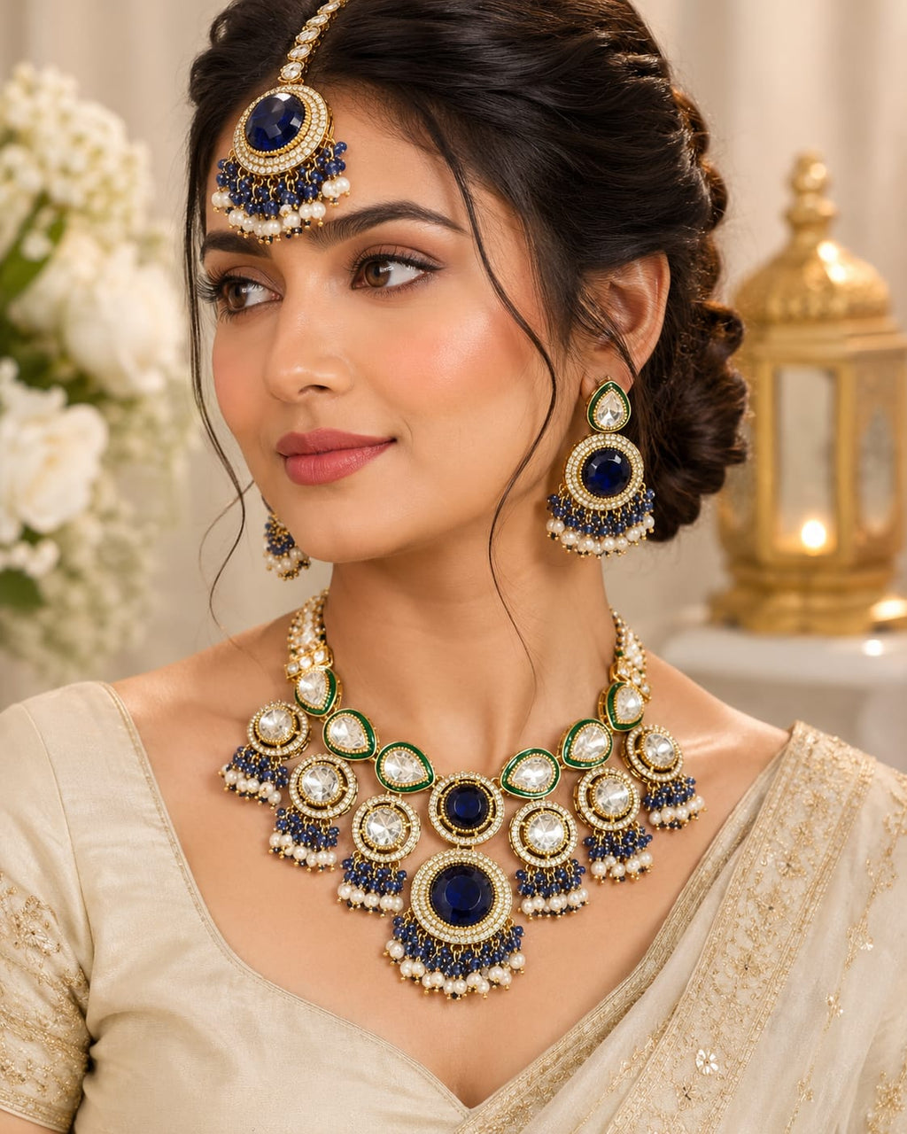 Royal Blue Kundan Bridal Jewellery Set