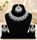 Silver CZ Bridal Jewellery Set with Blue Stones
