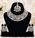Silver Polki & Blue Stone Bridal Jewellery Set