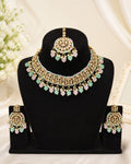 Pastel Kundan Bridal Jewellery Set – Necklace, Earrings & Maang Tikka