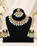 Mint Green Kundan Bridal Jewellery Set – Necklace, Earrings & Maang Tikka