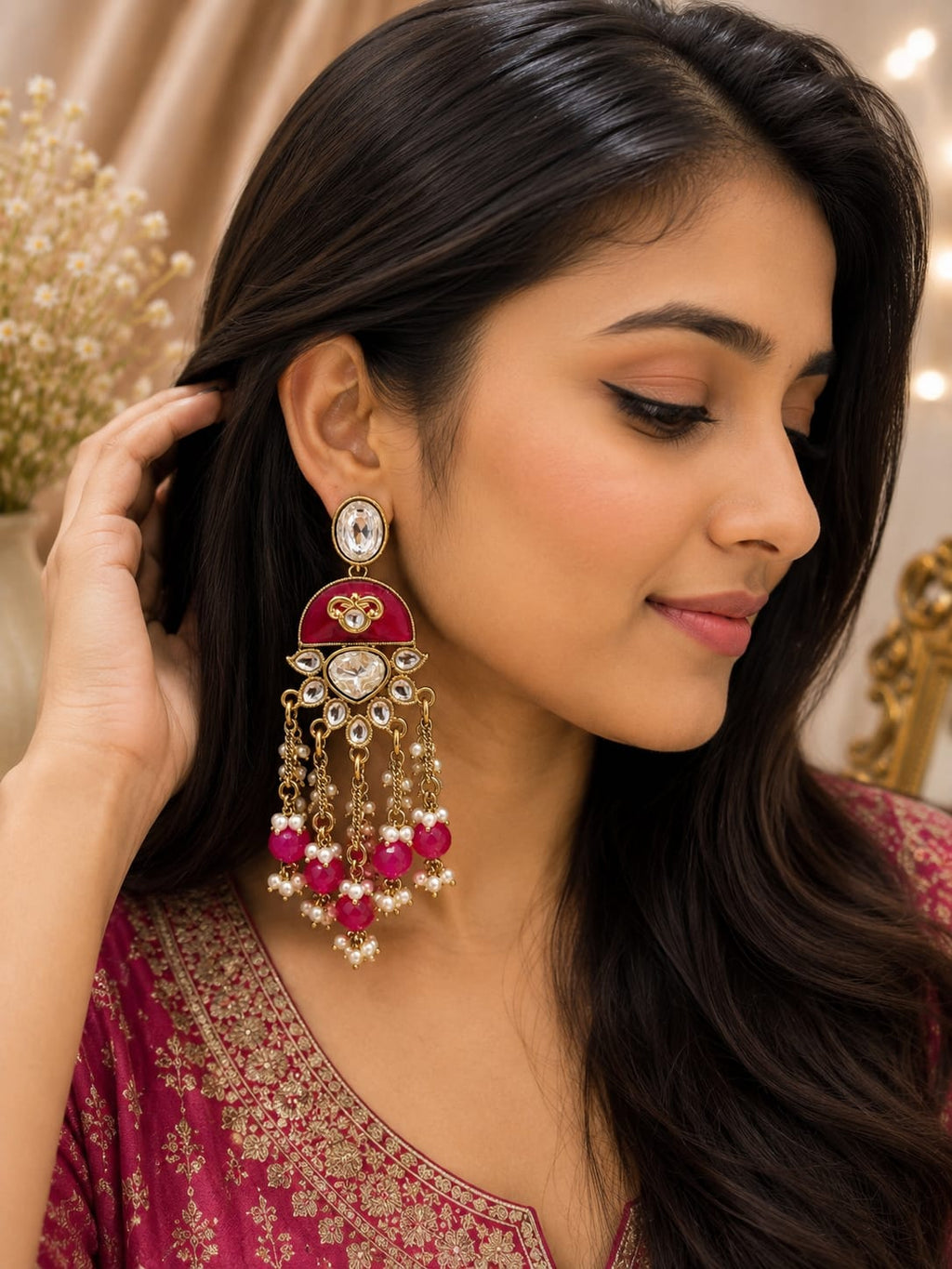 Kundan Tassel Earrings
