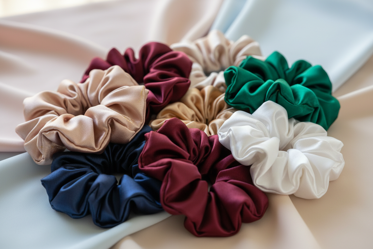 Satin Scrunchies Gift Box - Set of 12 (Ivory)