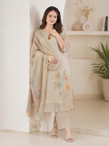 Chanderi Cotton Kurti Set – Kosa Beige Shade