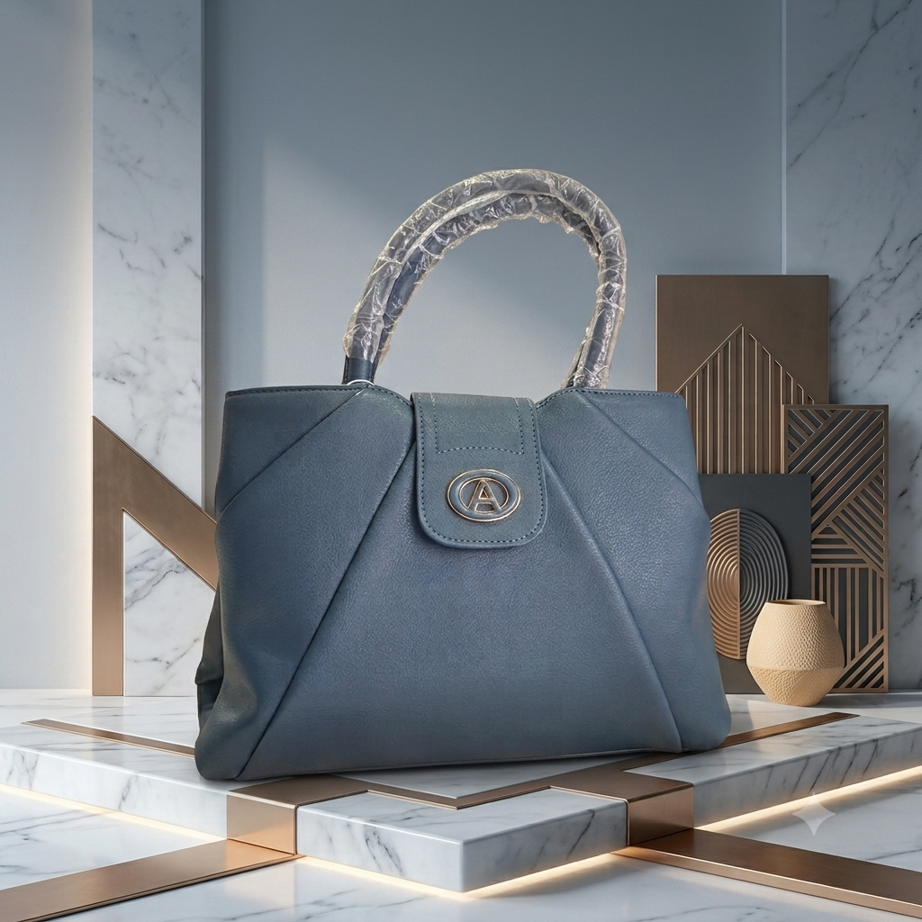 Elegant Slate Blue Satchel Handbag