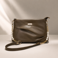 ZILLERIA Elegant Ruched Sling Bag with Pearl Chain Accent