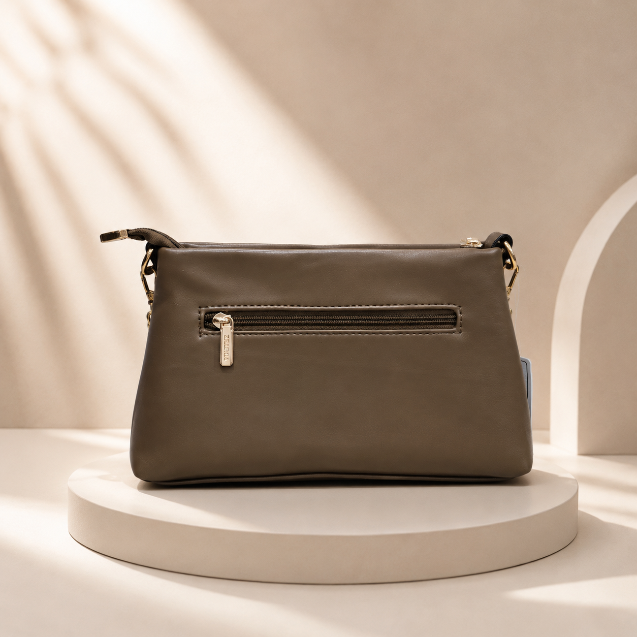 ZILLERIA Elegant Ruched Sling Bag with Pearl Chain Accent
