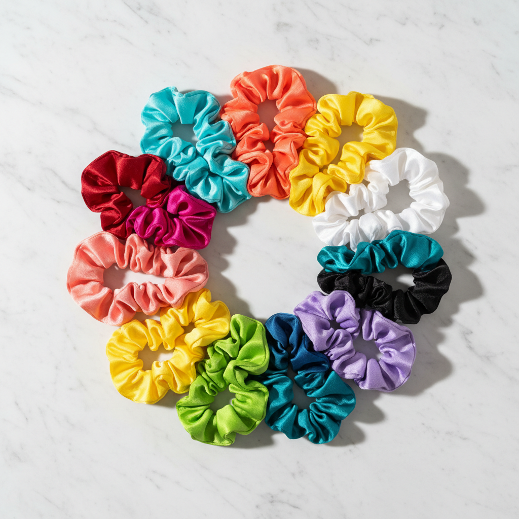 Satin Scrunchies Gift Box - Set of 12 (Ivory)