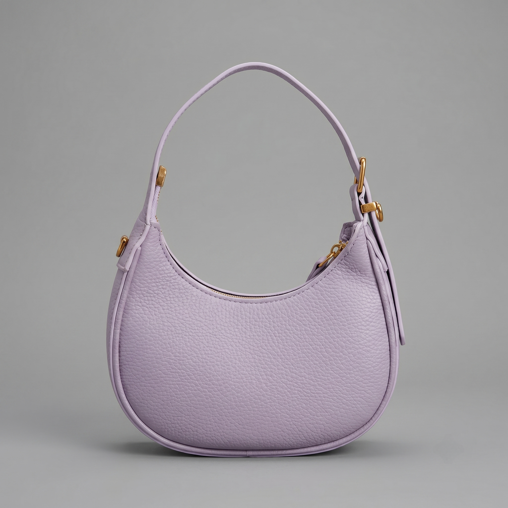 Pastel Lavender Crescent Hobo Shoulder Bag
